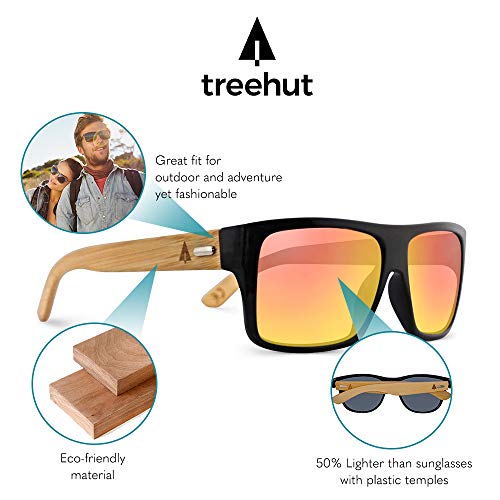 TREEHUT Wooden Bamboo Sunglasses Temples Classic Aviator Retro Square Wood Sunglasses2