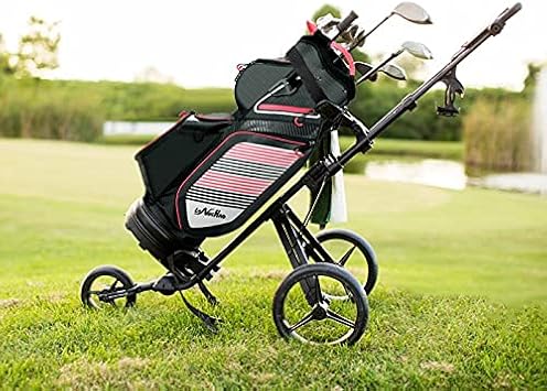 Cart Golf Bag 14 Way Divider Golf Push Cart Bag for Men Cart Bags with Cooler, Backpack Strap and Dust Cover, Portable Golf Carry Bag for Men & Women (Red)