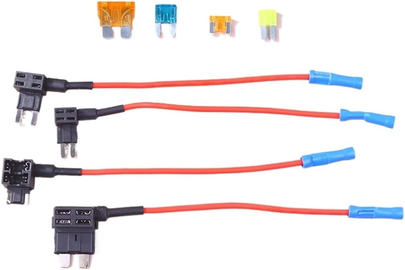 12Pcs 4 Types of 12V Additional Circuit Adapters and Fuse Set- Tap Car Fuse Holder with Micro2 Mini ATC ATS Thin Tap