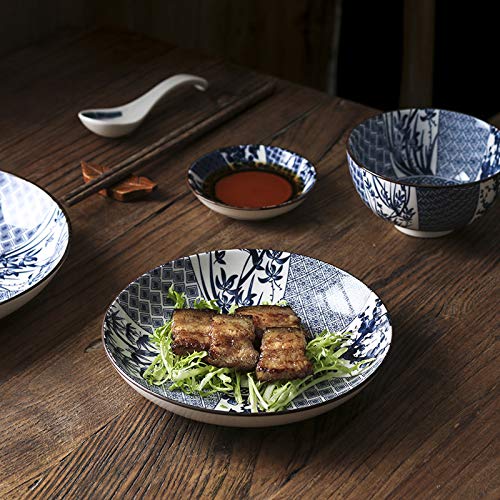 Gegong 4 Pack Blue And White Porcelain Dish Serving Plates Floral Dinner Shallow Plates Appetizer Salad Dessert Snack Plate (8 Inch,Different Patterns) #TOP7