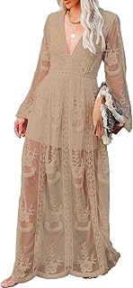 Women's Casual Off Shoulder Lace Maxi Dress Boho White Bridesmaid Wedding Evening Party Dresses