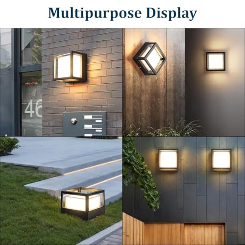 Image of fizzytech 5W LED Square Wall Light, Waterproof Metal Body with Acrylic Cover, Warm White Indoor & Outdoor Wall Lamp for Balcony, Garden & Home, Pack of 2
