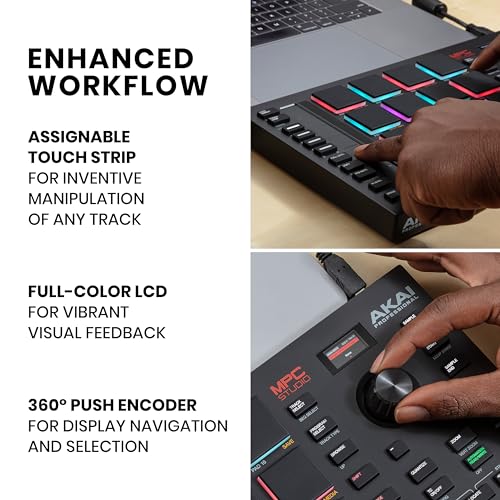 Akai Professional MPC Studio MIDI Controller Beat Maker with 16 Velocity Sensitive RGB Pads, Full MPC 2 Software, assignable Touch Strip & LCD Display - Thumbnail 4