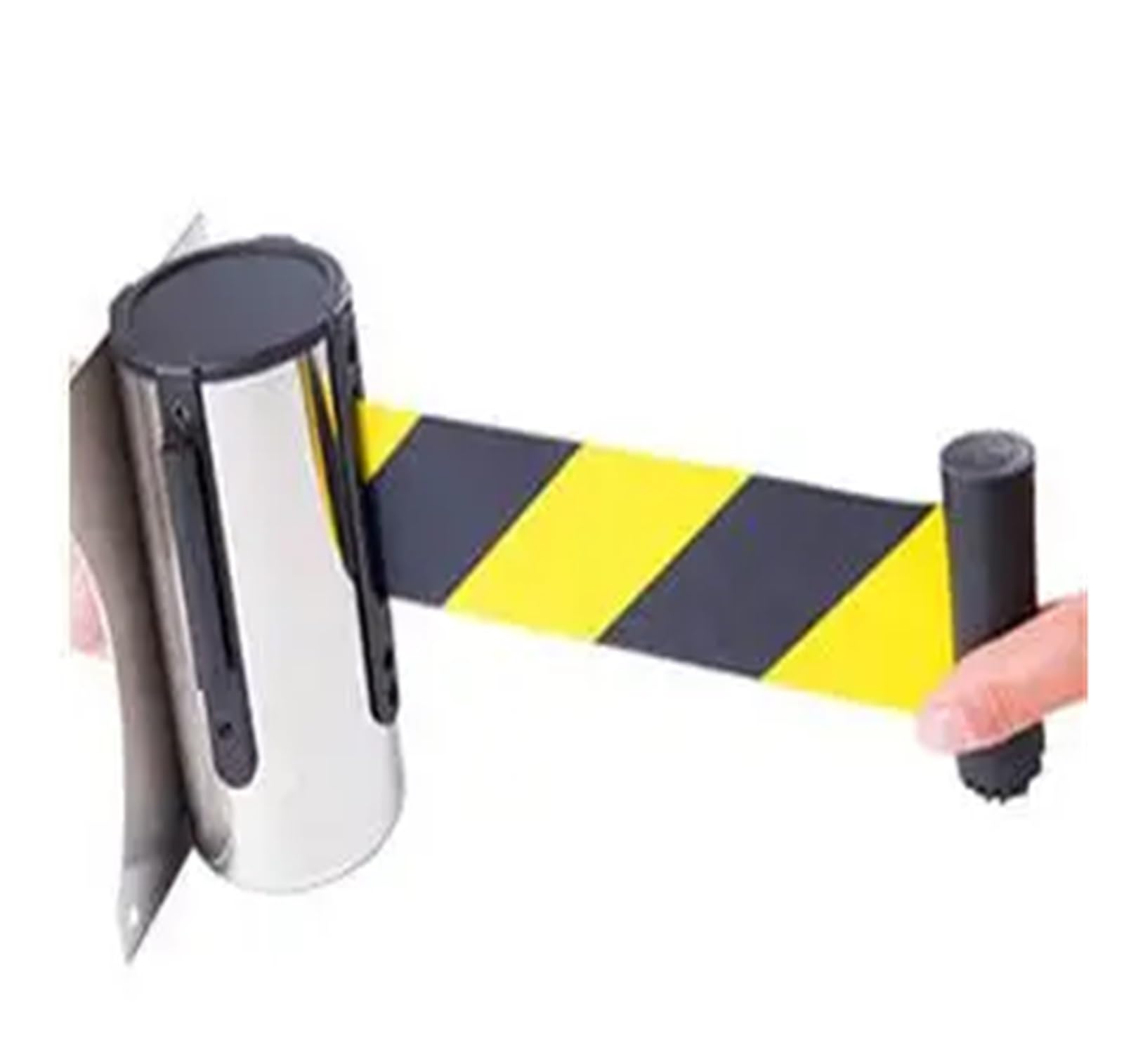 Cinta De Control De Multitudes Retráctil De Acero Inoxidable para Montaje En Pared - Cinta Amarilla Y Negra De 5 M para Eventos Y Deportes Al Aire Libre