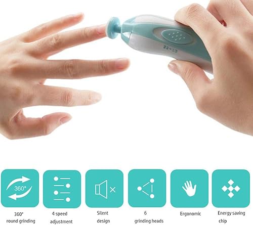 Miniatura 2 de Limpiador de uñas para bebés  Kit de cortaúñas eléctrico seguro  recortador de uñas para recién nacido o para niños y niñas de los pies  funciona