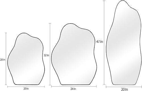 Miniatura 9 de POZINO Espejo asimétrico, espejo irregular negro, espejo único en forma de nube Morden para sala de estar, baño, dormitorio, entrada, decoración del