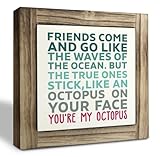 Friend Decor Sign, Friendship Gift, Box Wood Plaques Desk Décor, Funny Bestie Gift, Best Friend Birthday Gift, Friend Signs for Home Decor, Friends Come and Go Like The Waves of The Ocean