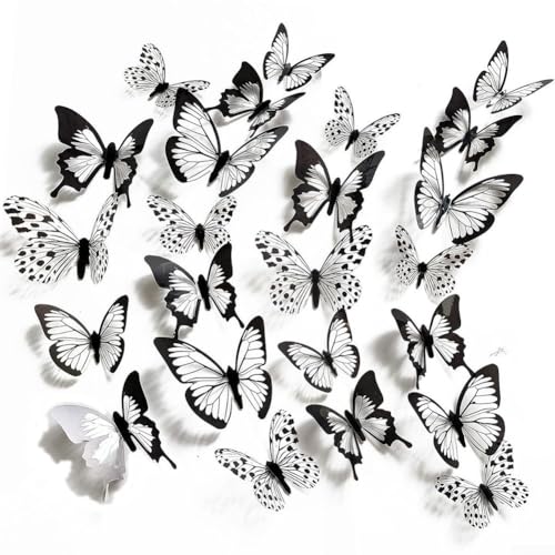 Lot de 1224 autocollants muraux décoratifs en forme de papillon 3D pour décoration d'intérieur et événements spéciaux Noir