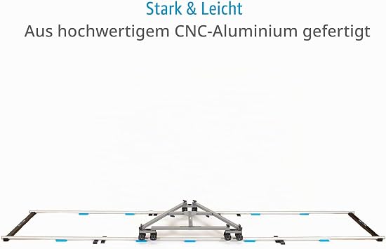 PROAIM Heavy Duty Portable 12ft Straight Professional Aluminium Tripod Dolly Rail Track System For DSLR Video Camcorders + Carry Bag (P-TRK-12) Center spacing 27.5 with industrial plastic feet; 4 foot segments 6 connectors 20 wedges and 2 end stops