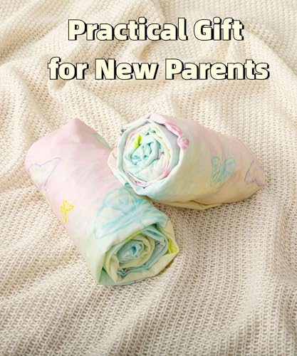 Image of Jersey Butterfly Crib Sheets for Baby Girls,52 inchx28 inchx8, 2 Pack,Pink Cute Kawaii Standard Oval /Retangle Fitted Crib Sheets for Toddler,Super Soft Breathable