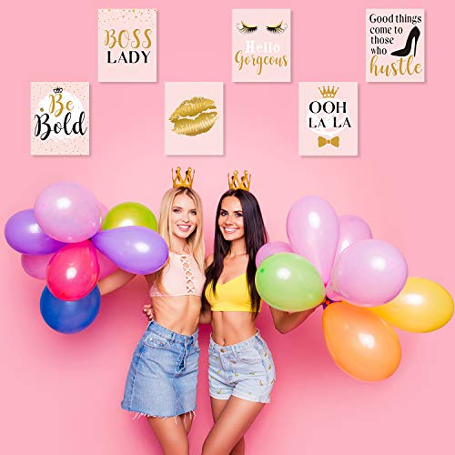 Inspiration Wall Decor, 9 Pieces Bedroom Decor For Women, Pink And Gold Makeup Lash Lips Wall Art Poster, Motivational Quotes Fashion Prints For Women Bathroom Home Decor, 8 X 10 Inch, Unframed #TOP5