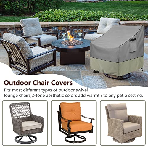 Bitubi Outdoor Swivel Chair Cover 2 Pack,Outdoor Furniture Patio Chair Covers Waterproof Clearance(30" W X 34" D X 38.5" H) Patio Rocking Chair Covers For Outdoor Furniture,Grey&Grayish Green #TOP3