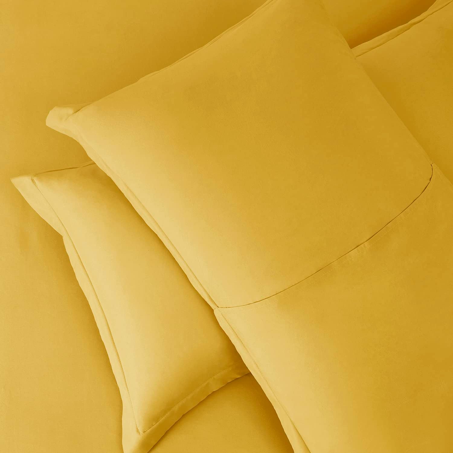 Hearth & Harbor Yellow Duvet Cover King Size - 3 Piece Soft Double Brushed Bedding Set - Includes 1 King Duvet Cover with Button Closure 104x90 inches and 2 Pillow Shams - Image 8