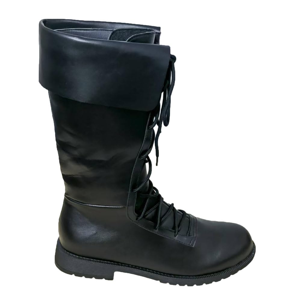 Stivali Da Cavaliere Pirata, Scarpe Medievali in Pelle PU Con Lacci Fatte a Mano per Attività Cosplay