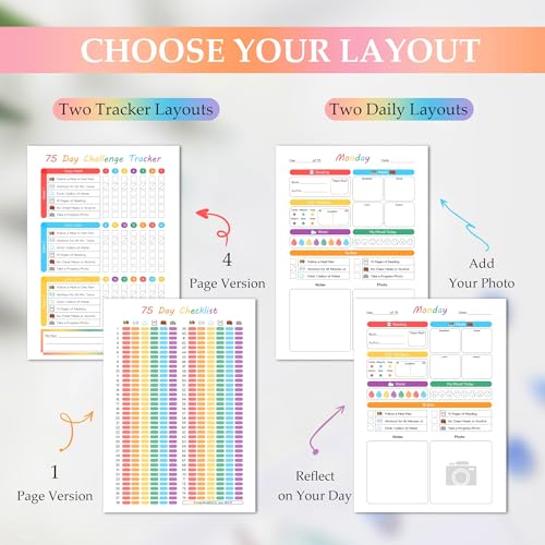 75 Soft Challenge Journal – Editable 75 Day Soft Challenge Book for Women with Daily Planner, Rainbow Pages & Wellness Trackers – Custom 75 Soft Challenge Tracker for Fitness, Habits & Self-Care - Thumbnail 5