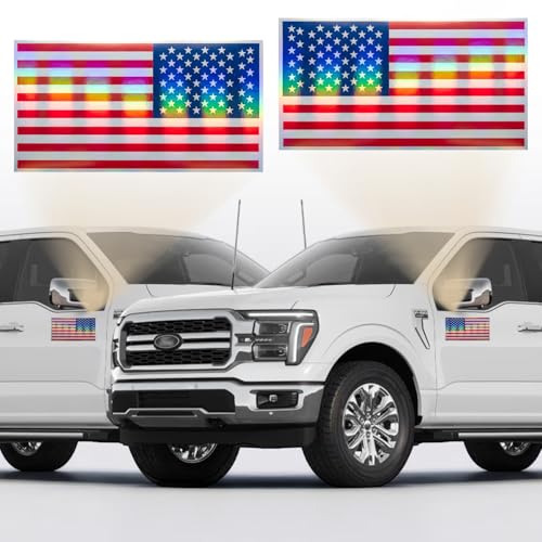 Image of American Flag Decal - USA Tactical Military Subdued Patriotic (Set of 2) 3 x 5 inches Premium Waterproof Vinyl Decal Stickers for Car Truck (Holographic Sticker, 5 inches x 3 inches)