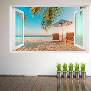 3D-look muur sticker strand muur doorbraak muurschildering sticker sticker muur sticker 80x120cm