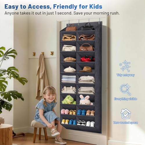 MISSLO 30-40 Pairs Over the Door Shoe Organizer for Closet 20 Extra Large Deep Pockets Hanging Shoe Rack for Door 10-Tier Heavy Duty Shoes Storage Hanger Fits Size 15 Sneakers, Boots, Heels, Black by MISSLO - Used condition - Image 7
