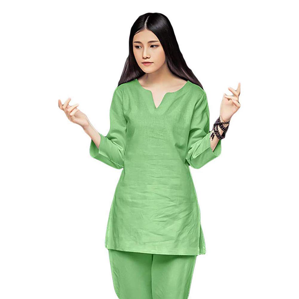Uniforme de Tai Chi pour Femme RWRAPS Vert en Coton Taille 3XL