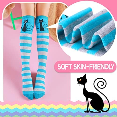ANTSANG Girls Knee High Long Socks for Child 6 Pairs Fun Animal Pattern Tall Crazy Cute Girls Gift Boot Funny Kids Socks