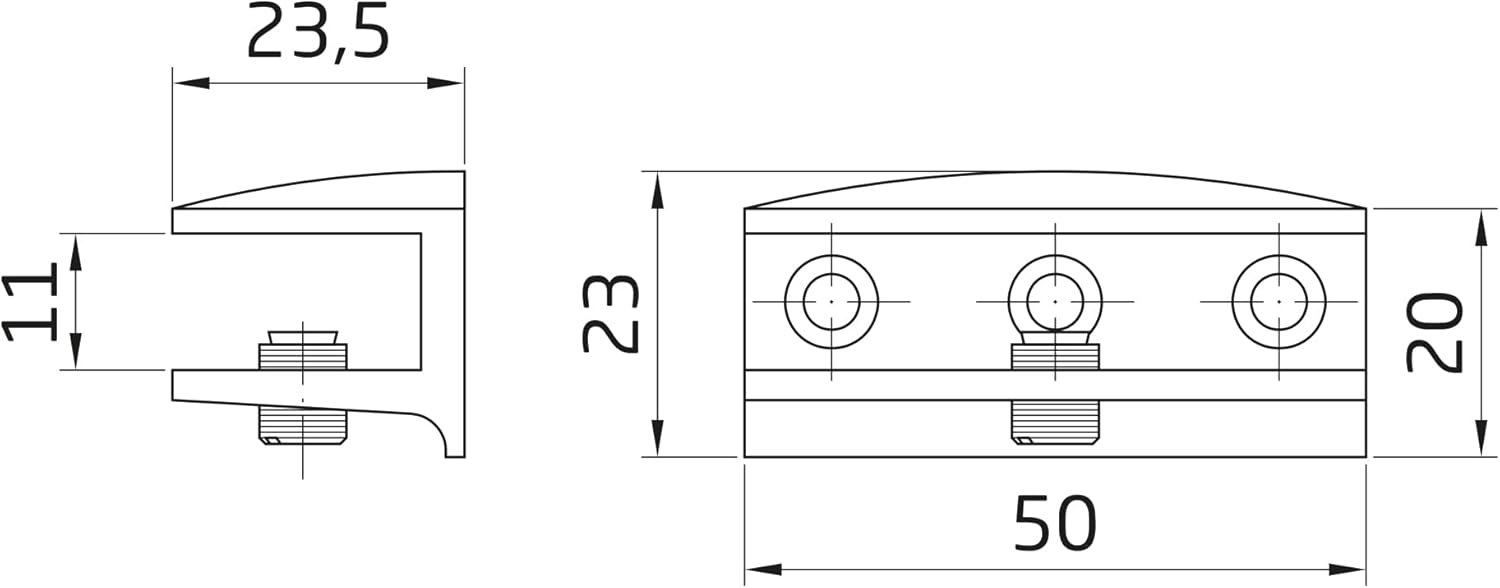 Amig - Shelf Clip Support | Maximum Opening of 10 mm | Set of 2 | For Placing Shelves and Shelves in Walls, Cabinets or Furniture | Zamak Chrome