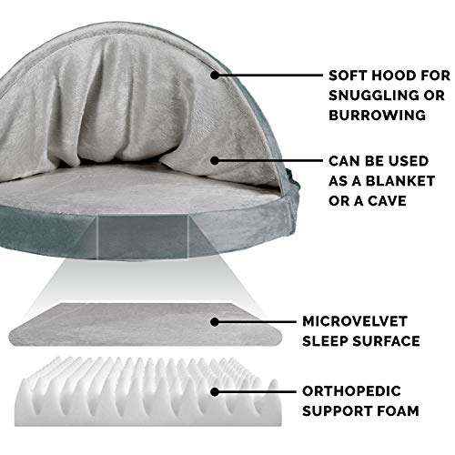 Furhaven 35" Round Orthopedic Dog Bed Microvelvet Snuggery W/ Removable Washable Cover - Silver, 35-Inch #TOP3