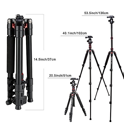 BONFOTO B690A Camera Tripod for Travel,Lightweight Aluminum Portable DSLR Tripod with 360 Degree Ball Head and Carry Bag, Camera Stand for Ring Light & Canon Nikon Sony DSLR - Thumbnail 7