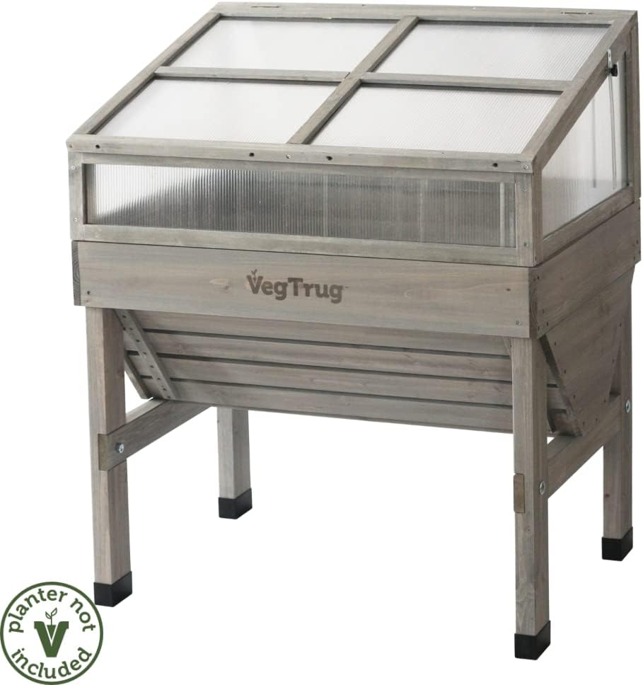 VegTrug® Classic Cold Frame, Durable and Spacious Wooden Frame, Ideal Gardening Accessories, Gray Wash, 1m