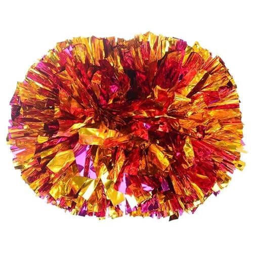 Pompon Per Cheerleader 4 pezzi Pompon da cheerleading con manico Cheer Balls ballo a mano Accessori(Red Gold)
