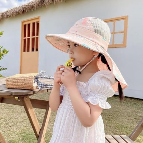 Kids Bucket Hat Outdoor Travel Sunhat Foldable & Breathable Sun Protections Beach Caps for Infants 3-10Y with4