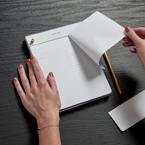 Image of RUSSELL+HAZEL Acrylic Drafter's Tablet, Acrylic Tablet Pad, Desk Accessory, 6.375 inch W x 8.4375 inch H, Clear Acrylic Pad with Gold Details and White Refillable Paper (55748)