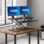 FITUEYES Height Adjustable Standing Desk 36” Wide Sit to Stand Converter Stand Up Desk Tabletop Workstation for Laptops Dual Monitor Riser Black SD309101WB - Image 2