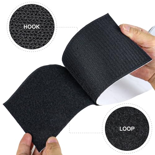 Image of BOMEI PACK Hook and Loop Tape Strips 4.5Inch x 6.5Ft Heavy Duty Hook and Loop Tape with Adhesive, Adhesive Backed Fastener Roll, Prevents Sofa Cushions from Sliding, Keeps Carpet in Place