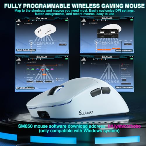 Image of CORBOBO SOLAKAKA SM850 - Wireless Gaming Mouse - Programmable Buttons,24000 DPI Adjustable, Lightweight, Ergonomic Computer Wireless Mouse, BT5.1 /2.4G /Wired, PC Gaming & Office Mice for Win /Mac /Linux