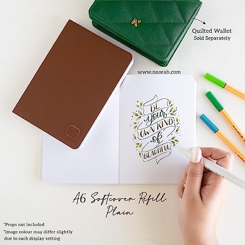 Image of NEORAH - A6 Notebook SOFT COVER | Journal REFILL | Unruled Notebook Journal | 110 GSM | 160 pages (Size 14.8 cm x 10.5 cm) Planner Journaling Writing Note Taking Diary- BROWN