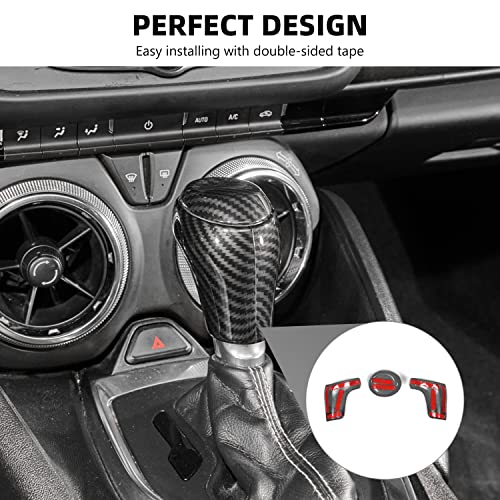 Razpoy For Camaro Gear Shift Knob Cover, Center Console Gear Shift Trim Compatible With Chevrolet Chevy Camaro 2016+ Interior Accessories, Carbon Fiber #TOP4