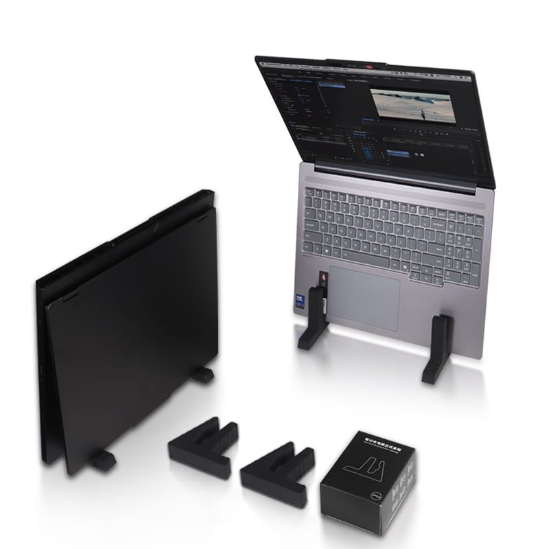 Confezione da 2 supporti per laptop verticali con supporto in silicone per gestione dei cavi, antiscivolo, durevole, supporto di raffreddamento, universale per MacBook/Dell/HP/Lenovo laptop