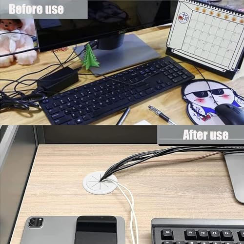 Tutuya TTY-DS-M6 Desk Grommet, 6Pcs Flexible 2 Inch (50Mm) Desk Cable Grommet Desk Cable Hole Covers thumb #8