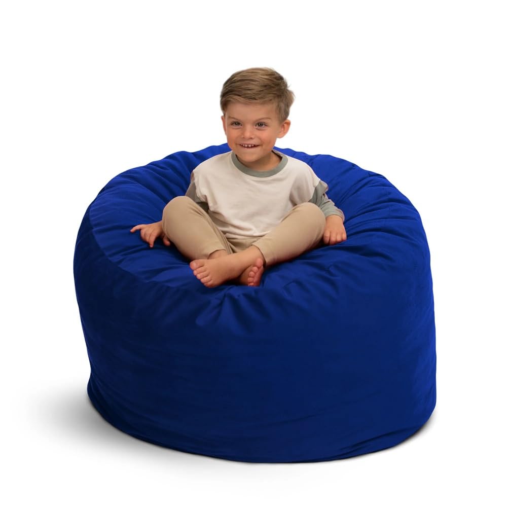 Ultimate Sack 3ft Bean Bag Chair, Oversize Bean Bag Chair for Adults, Comfy Chair Bean Bag Couch Lounge Sofa Loveseat Furniture | Electric Blue Suede