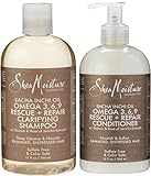 Shea Moisture Sacha Inchi Oil Duo Pack, Omega 3, 6, 9 Rescue & Repair Liquid Conditioner, 13 Ounce | Omega 3, 6, 9 Rescue & Repair Clarifying Liquid Shampoo, 13 Ounce
