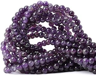 CHEAVIAN 60PCS 6mm Natural Amethyst Gemstone Round Loose Beads Crystal Energy Stone Healing