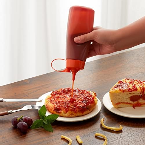 DHAEE Premium 6 Pack 16 oz Plastic Squeeze Bottle with Nozzle,Food Grade Sauce Bottle Squeeze,Condiment Bottle with Extra 8 Chalk Labels and 1 Pen