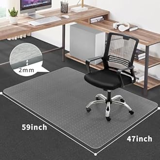 Office Chair Mat for Carpet Floors, Desk Mats 47"X59" for Rolling Desk on Low Pile Carpets, Rectangle Computer Gaming Plastic Floor Mats for Office Chair on Carpet, Flat Without Curling