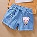 11-12 Years Bear Embroidery Girl's Jean Shorts Elastic Waist Damaged Fashion Edge Hem Denim Shorty Casual Summer Pull On Clothes Sky Blue