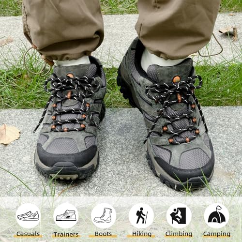 Handshop 2 Pairs Round Boots Shoe laces 4 mm Heavy Duty and Durable Hiking Work Boots Shoe Laces Black White Dots 120 - 2