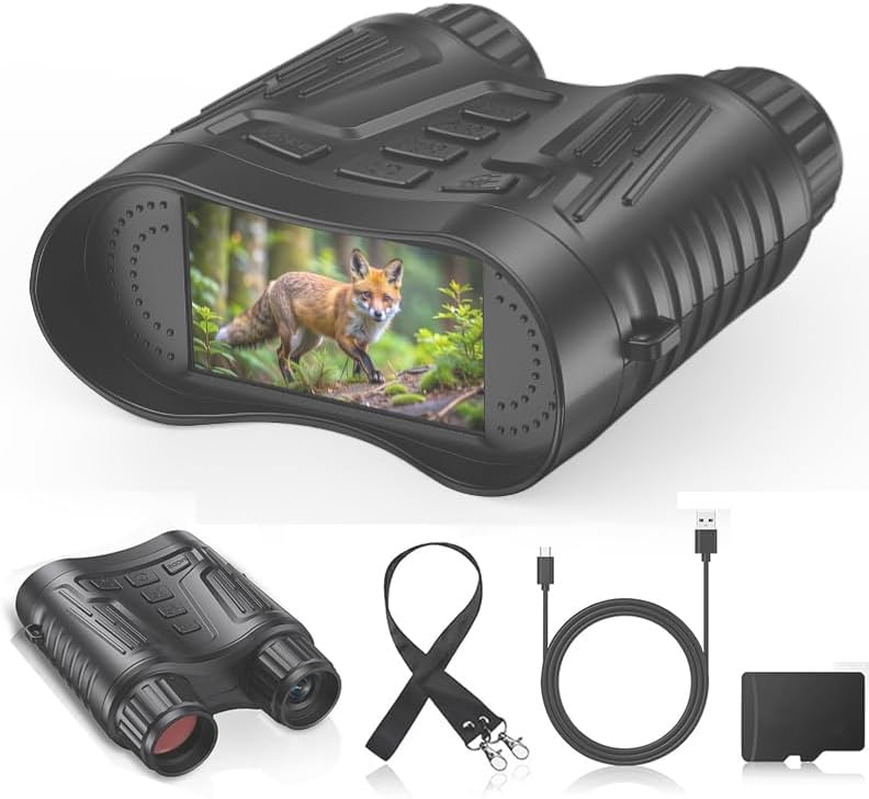 Night Vision Binoculars for Adults, 4K HD Night Vision Goggles with Video Recording, Gift for Men, Boys, Father's Day, Christmas for Outdoor Night Adventure, Wildlife Watching (Grayish Black)