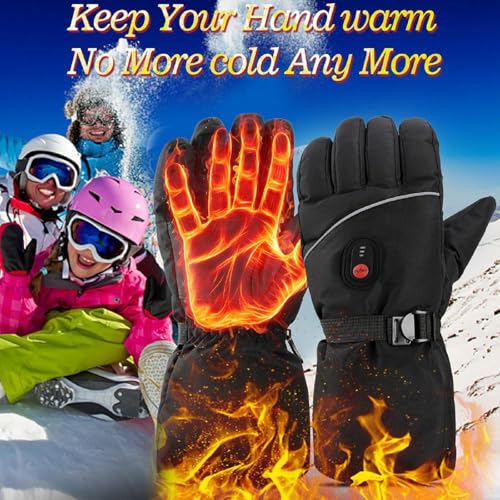 Beheizbare Handschuhe Damen Herren,7.4V 4000 mAh Akku USB Beheizte Handschuhe, 3 Heizstufen,Touchscreen Beheizbare Motorradhandschuhe,fur kifahren,Wandern,Radfahren,Motorradfahren (A)