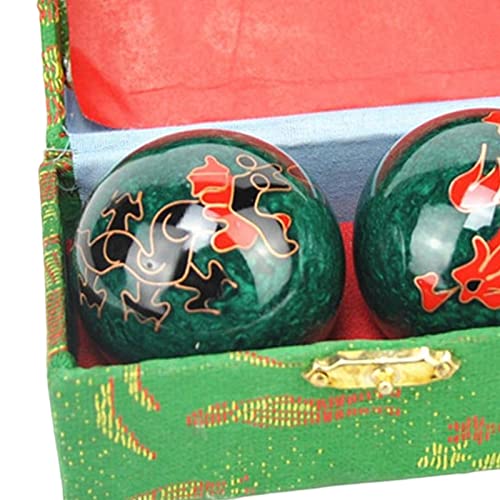 Bolas chinas para la salud color verde con estuche protector rígido 2