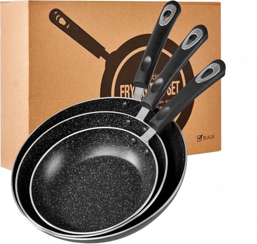 Comparison: Best Set Of Non Stick Frying Pans 10 HooJay Nonstick Frying Pan Set-3-Pieces Skillet Set Induction Compatible,8 Inch,9.5 Inch and 11 Inch