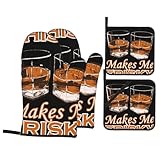 Guantes para El Horno Me Pone Cachonda Grueso Seguro Extra Gruesos Manoplas Horno para Barbacoa Microondas Set of 4